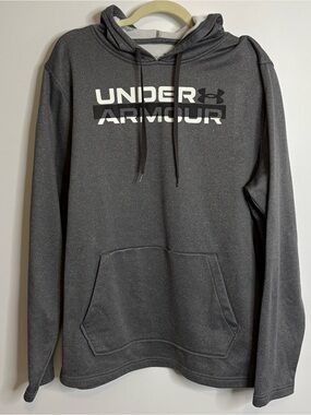 Under Armour Men's Dark Gray Hoodie with White Logo Size L